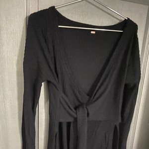 Free people black front tie black tunic